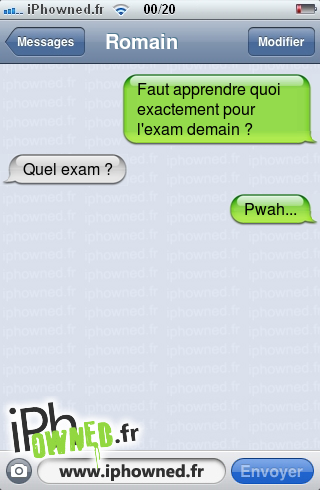 Faut apprendre quoi exactement pour l'exam demain ?, Quel exam ?, Pwah..., 