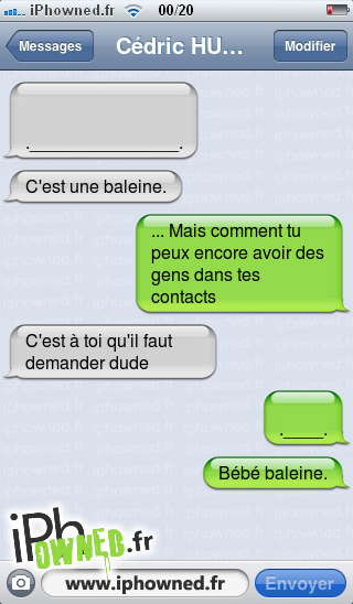 
<br /><br />
._______________., C'est une baleine., ... Mais comment tu peux encore avoir des gens dans tes contacts, C'est à toi qu'il faut demander dude, <br />.____., Bébé baleine., 