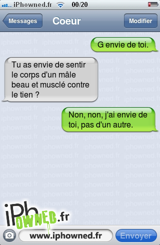 G envie de toi., Tu as envie de sentir le corps d'un mâle beau et musclé contre le tien ?, Non, non, j'ai envie de toi, pas d'un autre., 